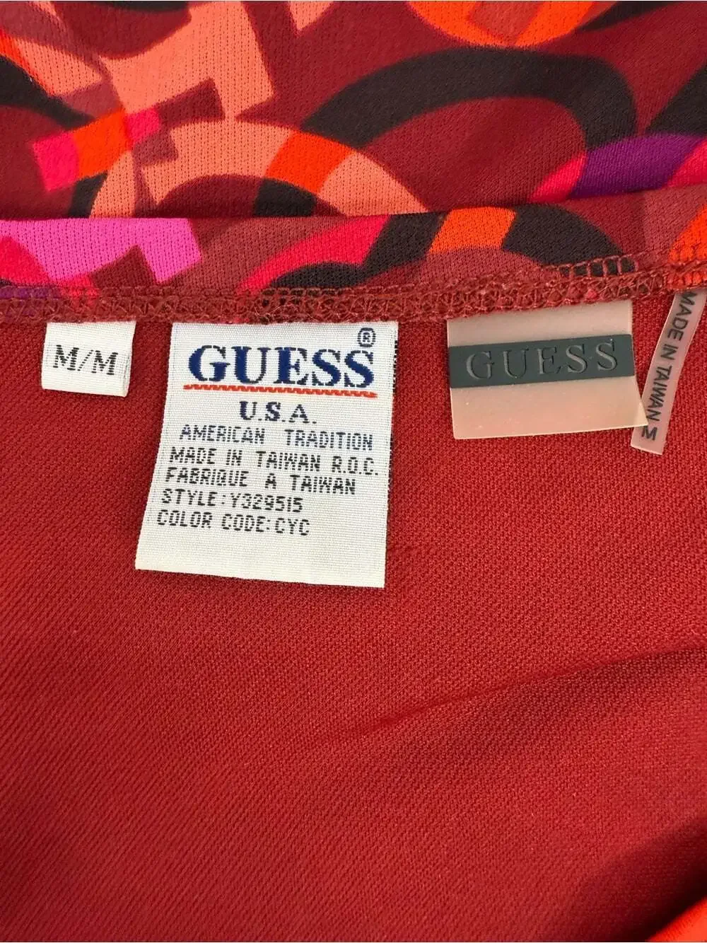 Guess USA skirt rare vintage y2k Red Pink Orange Circular-Print A-Line Skirt
